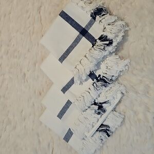 Sur La Table Picnic Check Napkins White & Blue 100% Cotton (4)